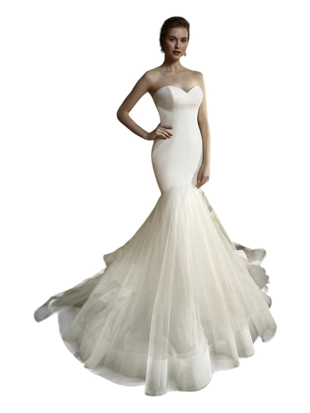 Elegant Strapless Merlot Mermaid Wedding Gown in White